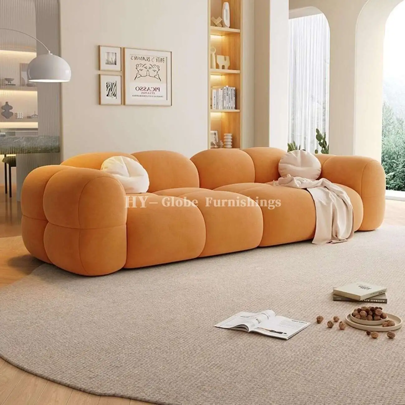 Globe Furnishings - Puff Baby Fleece Compressed Sofa SKU-03-【亲肤柔顺防水布】姜黄