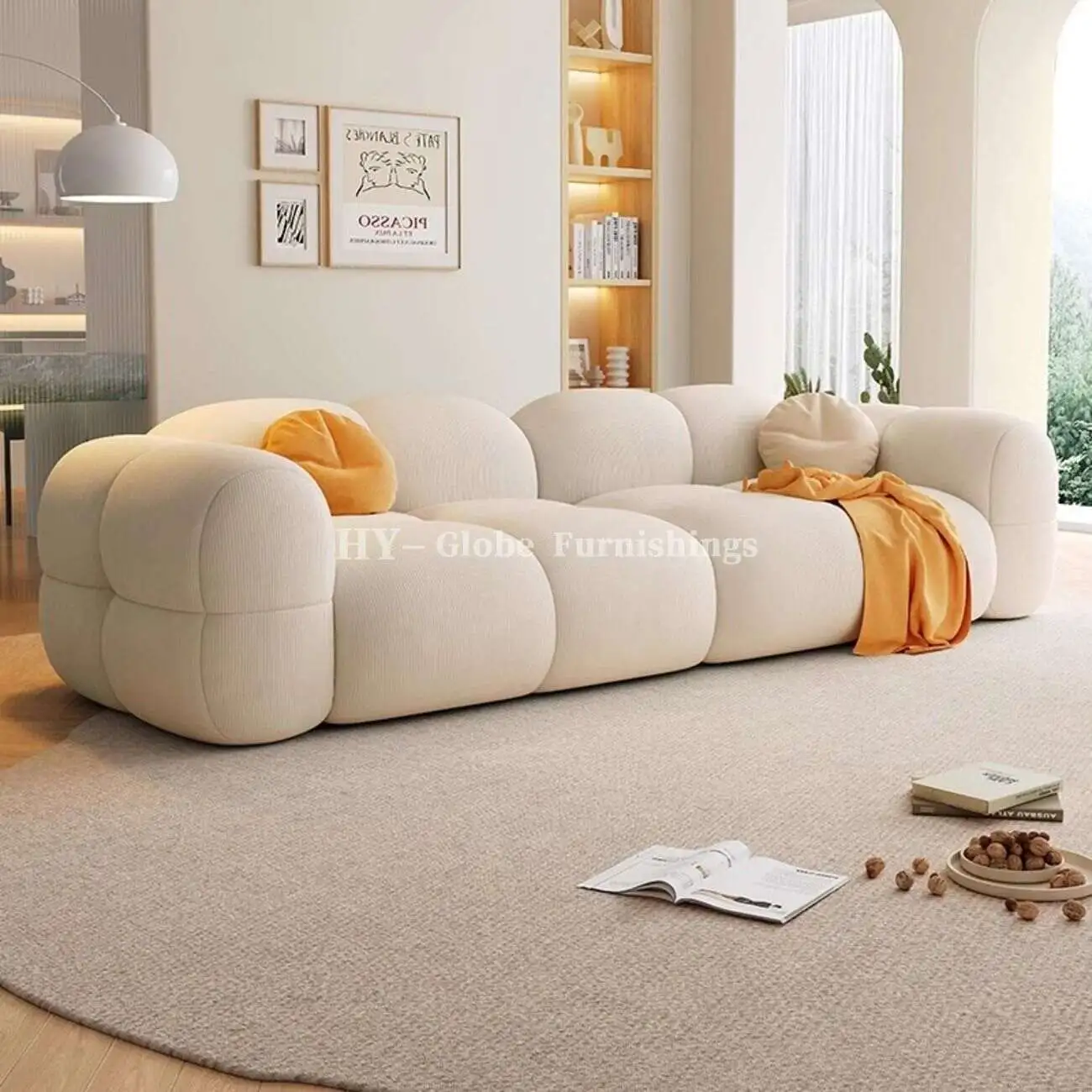 Globe Furnishings - Puff Baby Fleece Compressed Sofa SKU-06-【新一代舒适灯芯绒】米白色