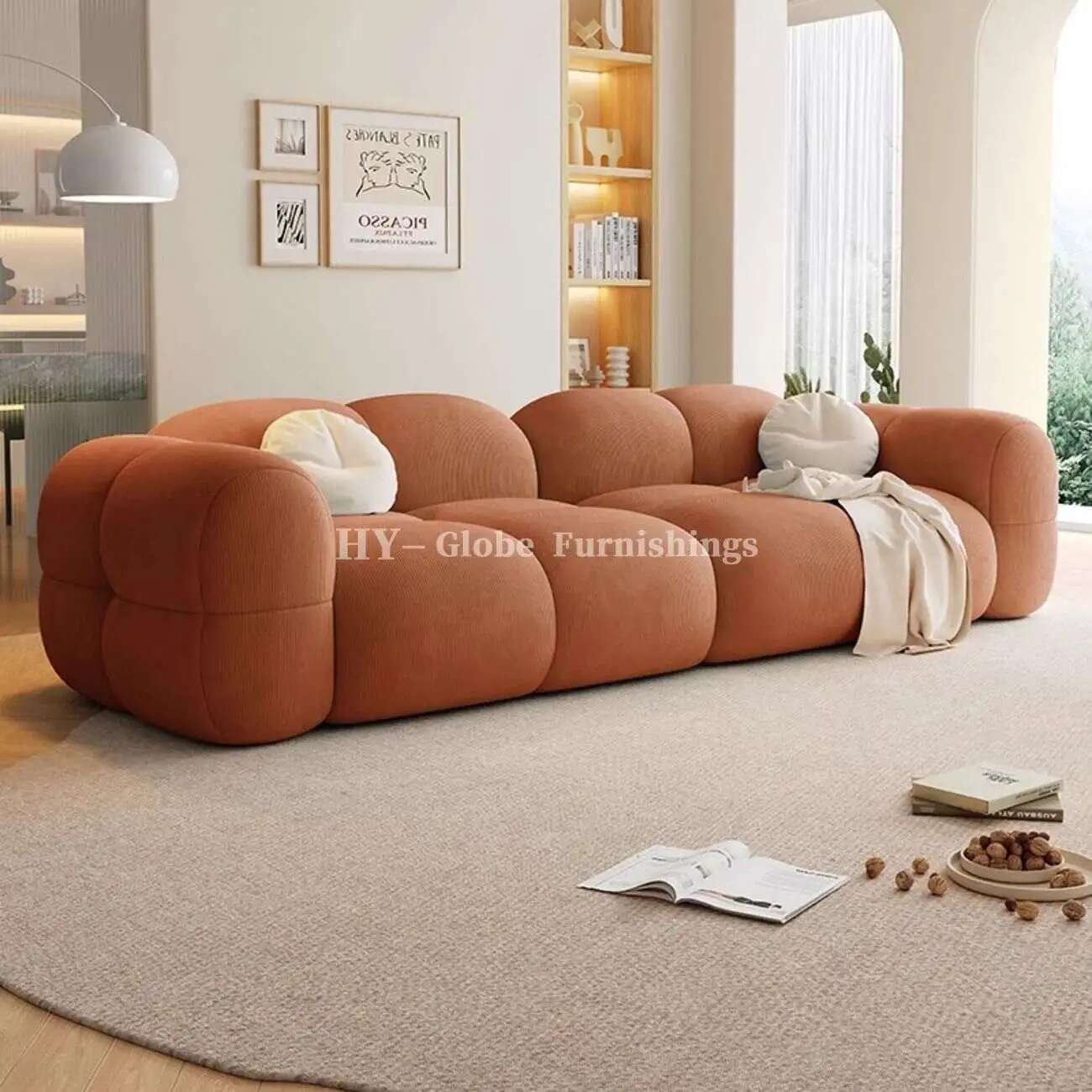 Globe Furnishings - Puff Baby Fleece Compressed Sofa SKU-08-【新一代舒适灯芯绒】橘色