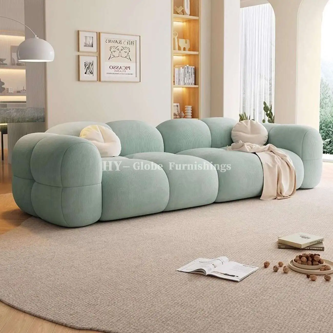 Globe Furnishings - Puff Baby Fleece Compressed Sofa SKU-09-【新一代舒适灯芯绒】水绿色