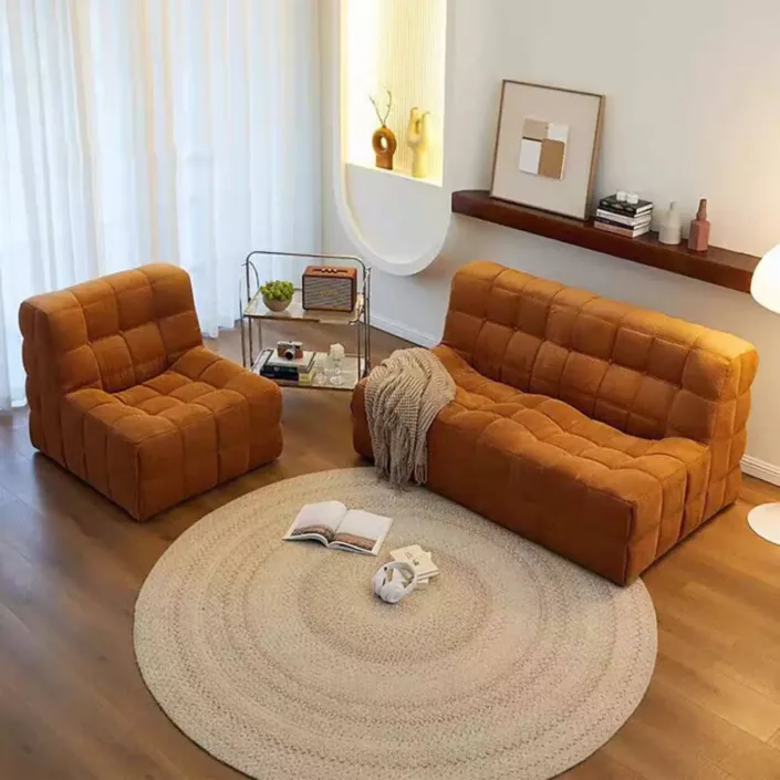 Velvet waffle pattern lazy person's compression sofa chair
