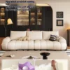 Simple curved genuine leather sofa