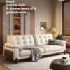 Vintage Style New Cloud Solid Wood Leather Sofa