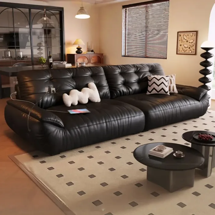 Rechargeable Cloud-Shaped Genuine Leather Sofa