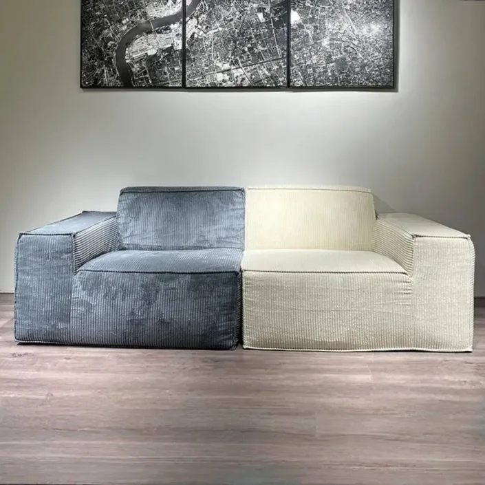 Globe Furnishings - Straight-back Damascus-style sectional sofa Globe Furnishings - Straight-back Damascus-style sectional sofa