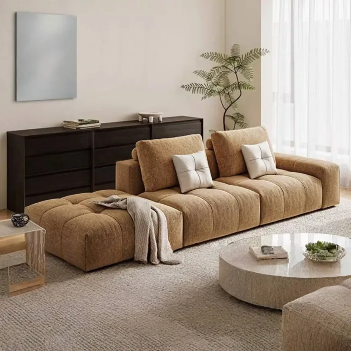 Vacuum-compressed pixel modular sofa