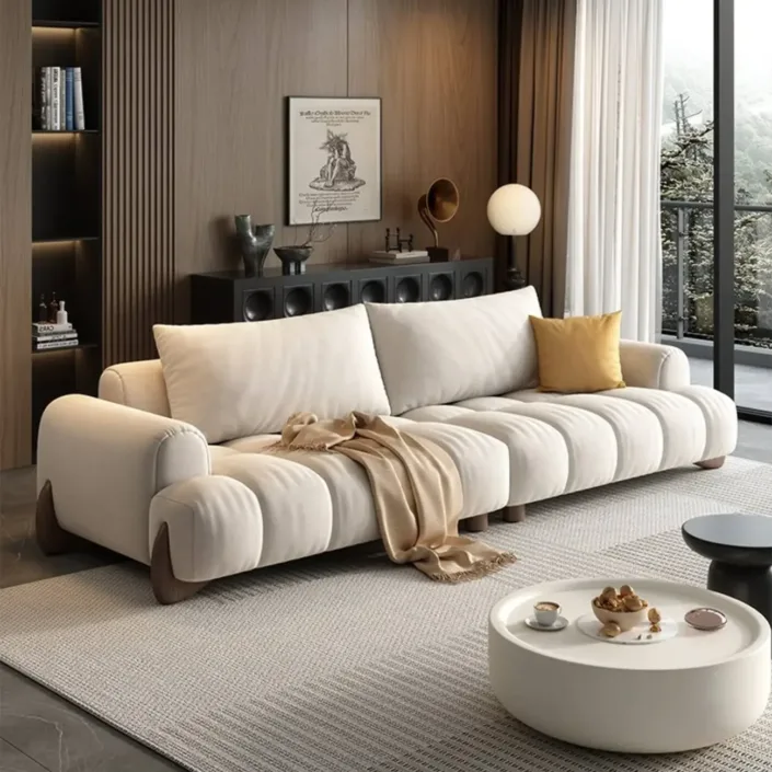Globe Furnishings - Luxury Modern Straight-Line Cat-Scratch-Resistant Fabric Cotton Candy Sofa Globe Furnishings - Luxury Modern Straight-Line Cat-Scratch-Resistant Fabric Cotton Candy Sofa