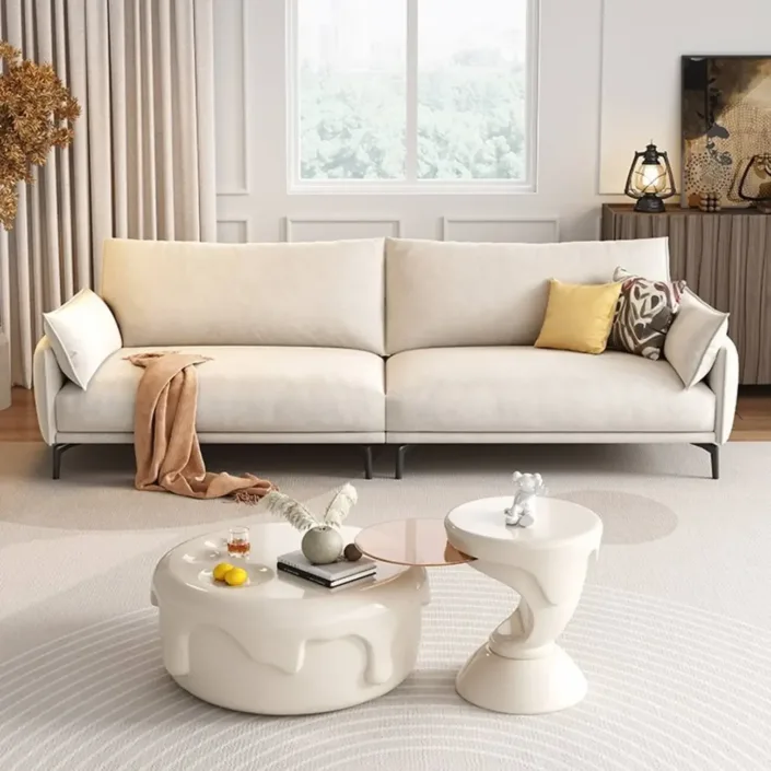 Creamy Style Tech Antibacterial Scratch-Resistant Sofa