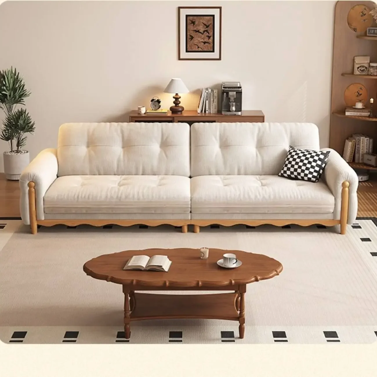 主图-01 Globe Furnishings - Solid Wood Mid-Century Straight-Back Chenille Sofa