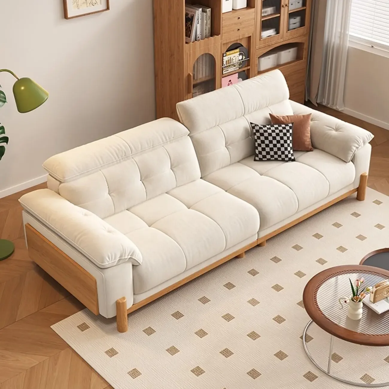 主图-01 Globe Furnishings - Solid Wood Cream-Style Upholstered Sofa