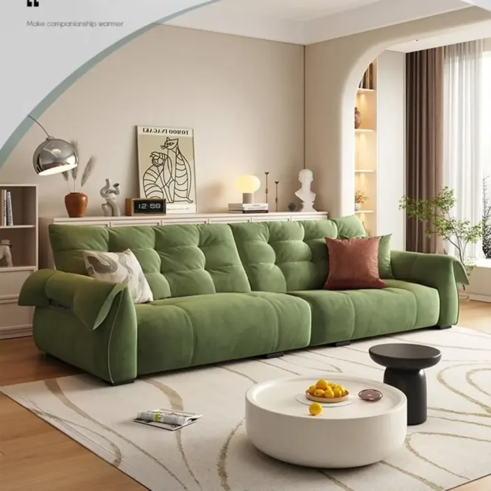 Swan Neck Cat-Scratch-Resistant Fabric Straight-Line Sofa