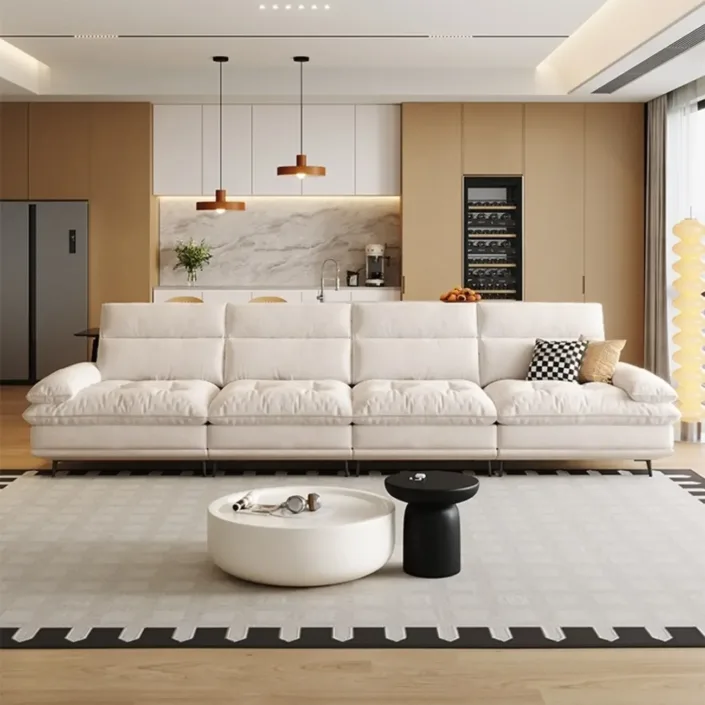 Straight-Line French Cream Style Adjustable Backrest Sofa