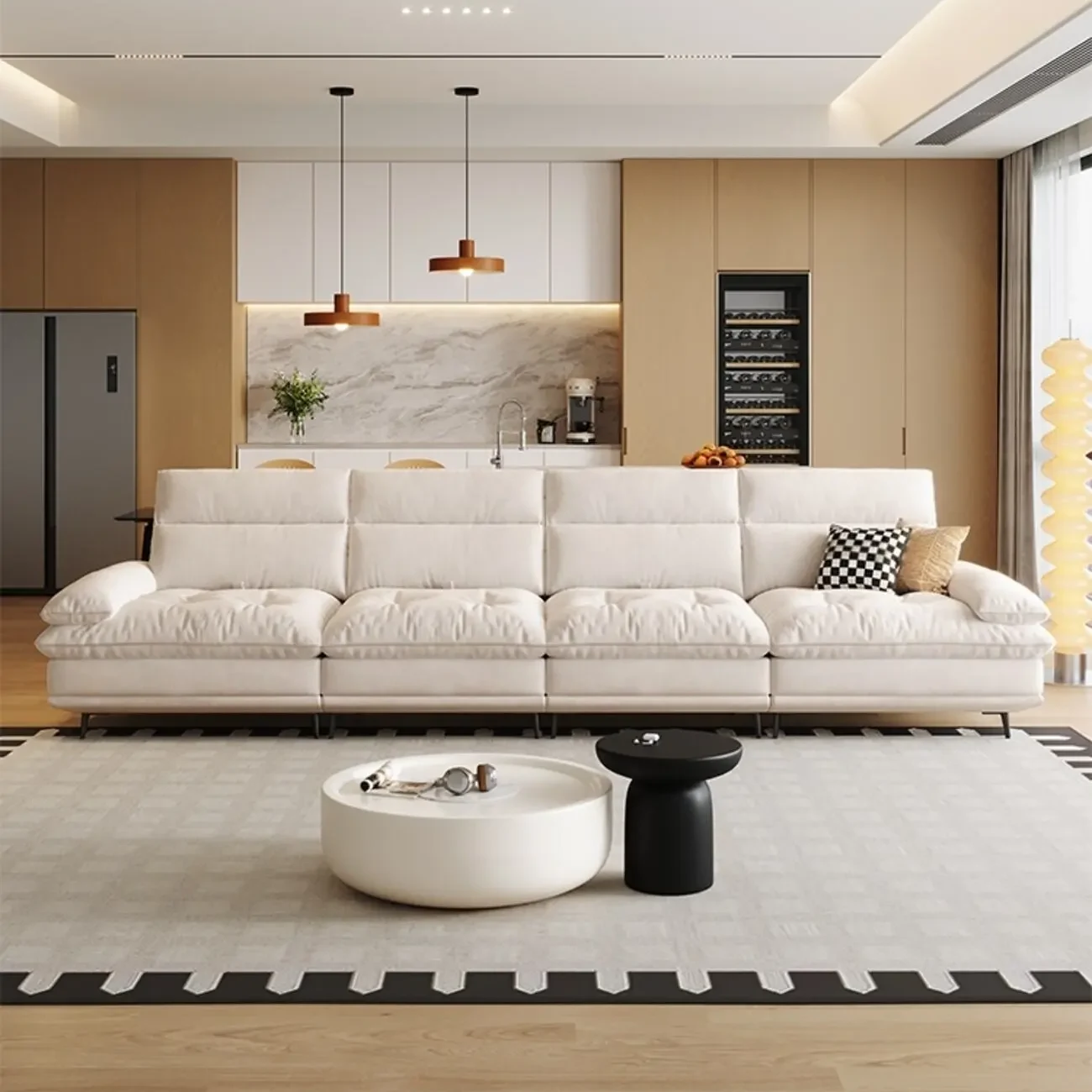 主图-01 Globe Furnishings - Straight-Line French Cream Style Adjustable Backrest Sofa
