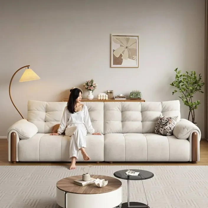 French Cream Style New Vintage Fabric Sofa