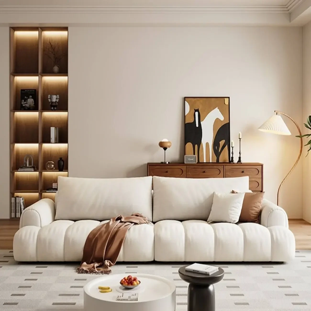 主图-01 Globe Furnishings - Puff Pastry Cream-Style Fabric Sofa
