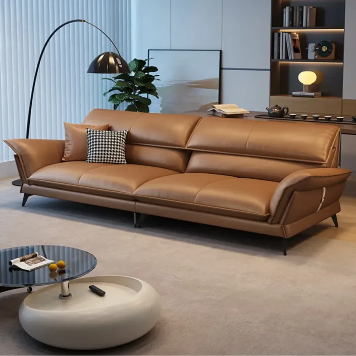 Italian Minimalist Corner Leather Sofa