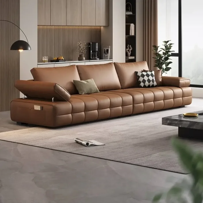 Italian Minimalist Full Genuine Leather New Lawrence Sofa