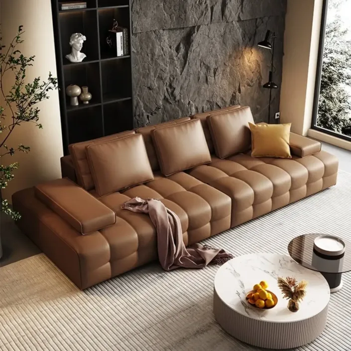 Lawrence Italian Minimalist Full Leather Sofa