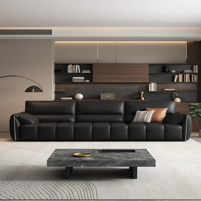 Globe Furnishings - Italian Light-Luxury Top-Grain Piano Key Leather Sofa Globe Furnishings - Italian Light-Luxury Top-Grain Piano Key Leather Sofa