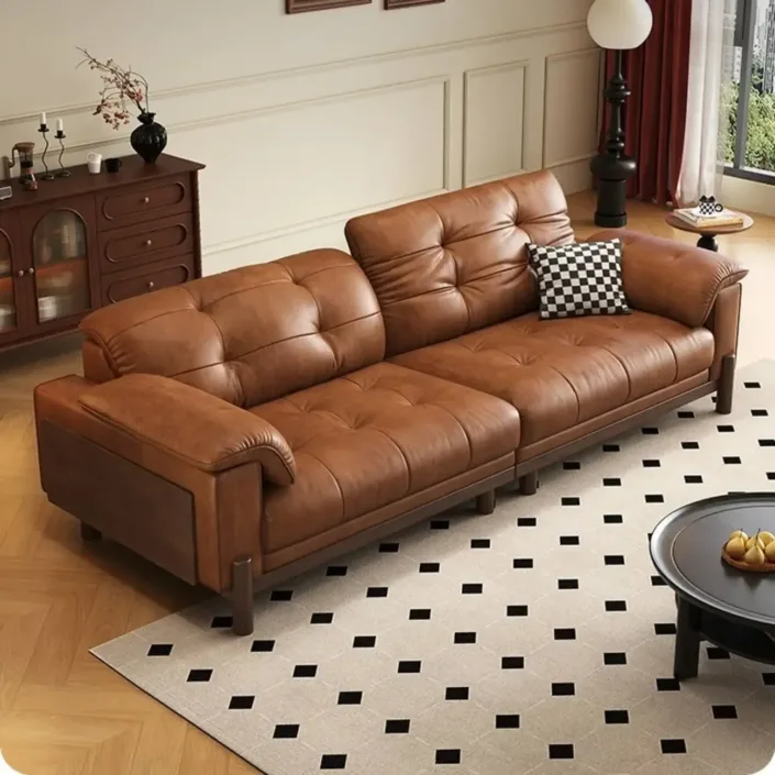 Globe Furnishings - Oil-Waxed Leather Mid-Century Vintage Top-Grain Leather Sofa Globe Furnishings - Oil-Waxed Leather Mid-Century Vintage Top-Grain Leather Sofa
