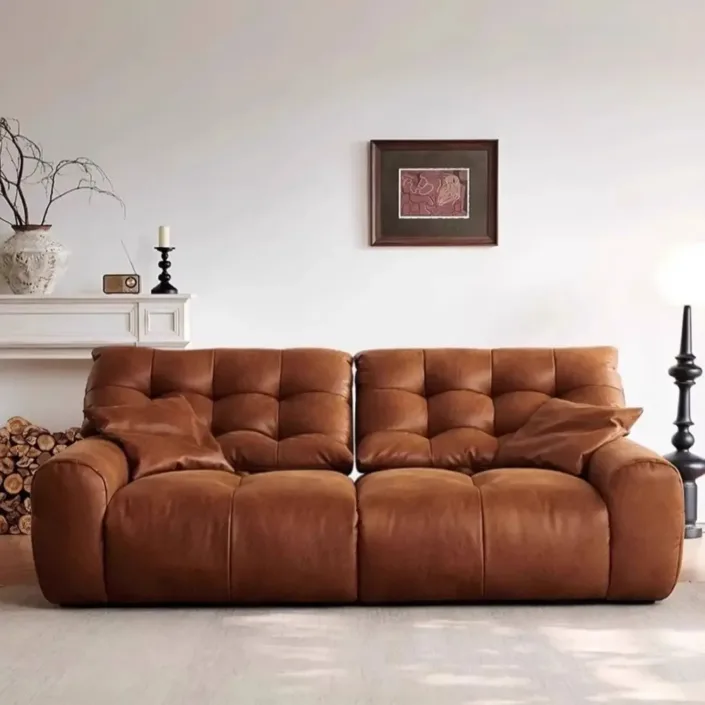 Italian-style adjustable function leather sofa