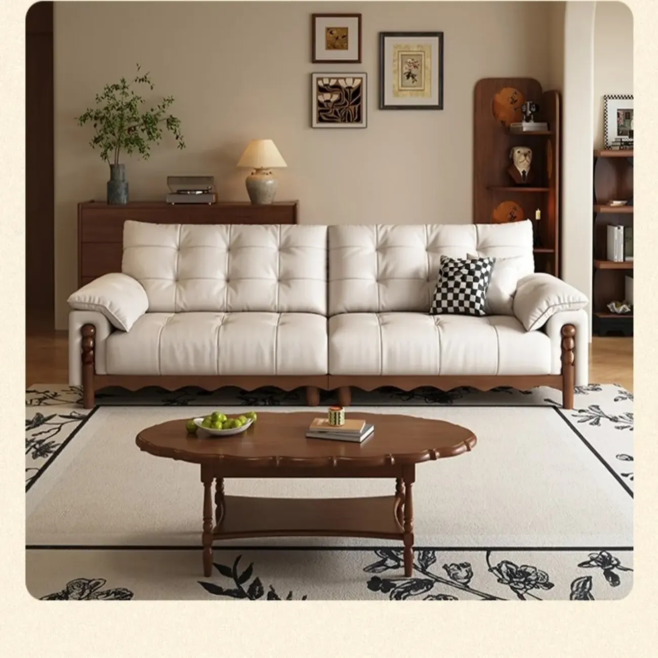 主图-01 Globe Furnishings - Italian Minimalist Mid-Century Cloud Leather Sofa