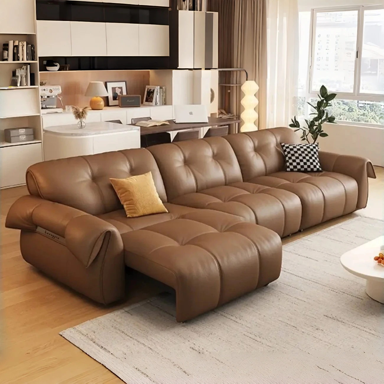 主图-01-417 Globe Furnishings - Italian Minimalist Multifunctional Electric Leather Sofa