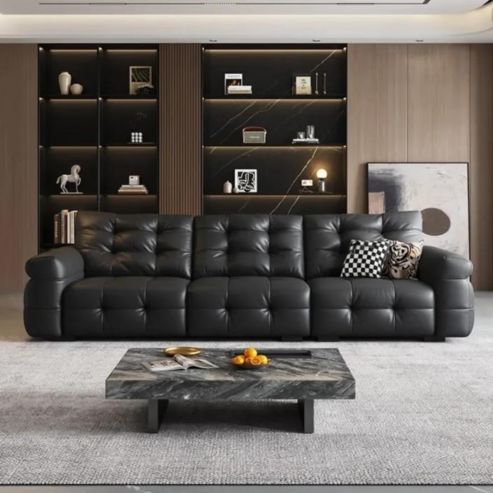Italian Luxury Vintage Top-Grain Leather Sofa