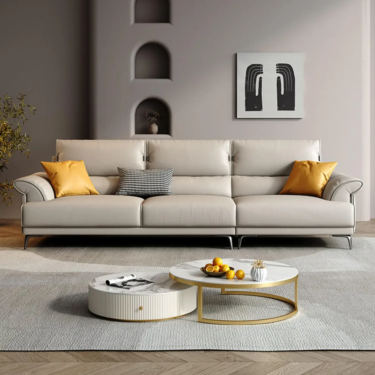 主图-01 Globe Furnishings - Italian Nordic-inspired luxury leather sofa
