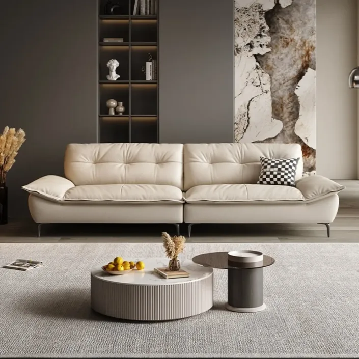 Globe Furnishings - Italian Luxury Cloud-Shaped Sofa in Top-Grain Leather Globe Furnishings - Italian Luxury Cloud-Shaped Sofa in Top-Grain Leather