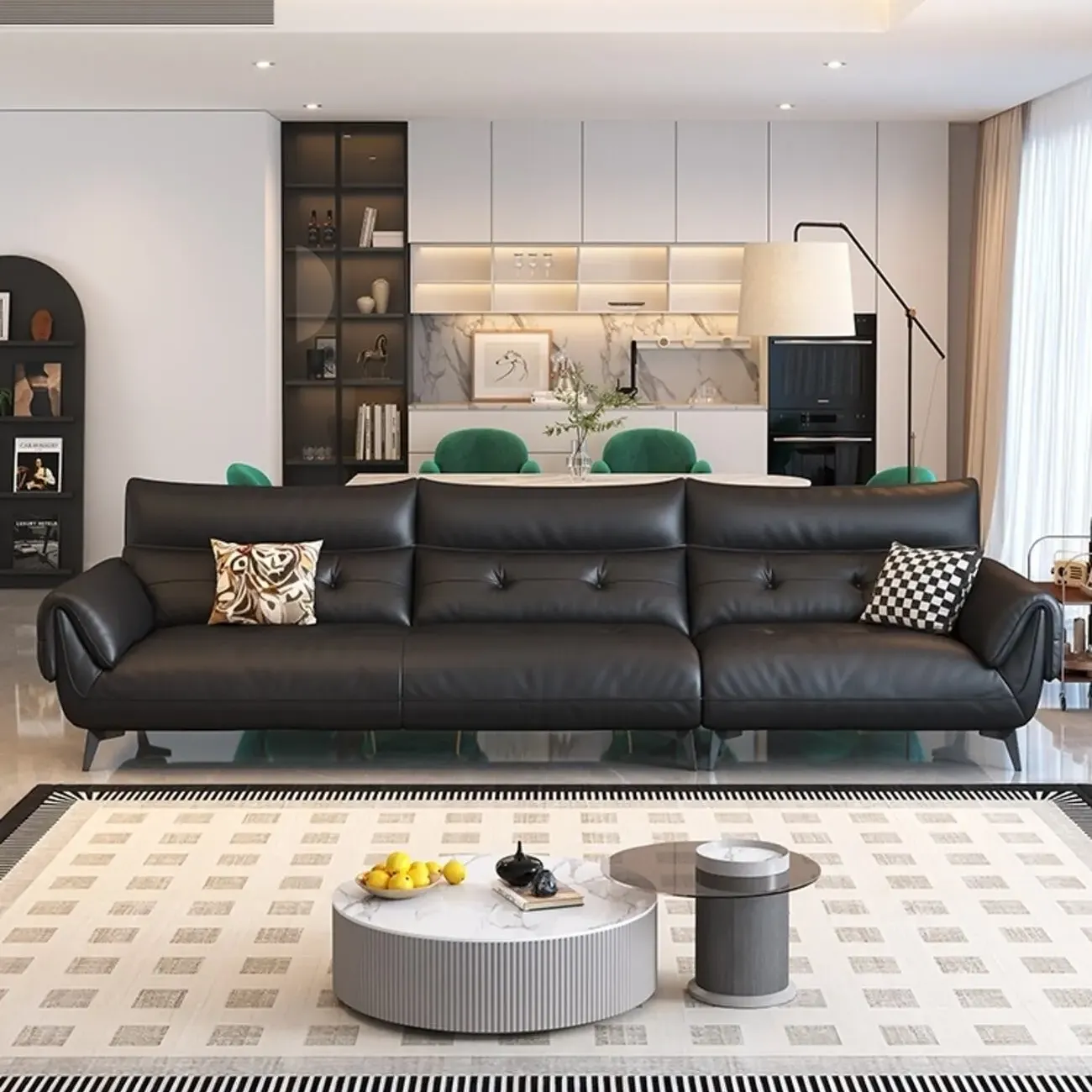 主图-01 Globe Furnishings - Compact-style straight-back leather sofa