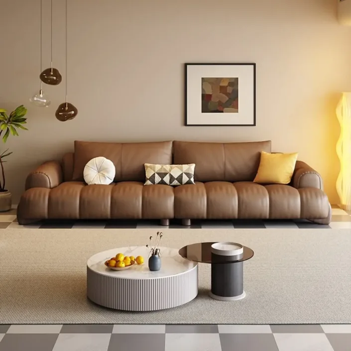 Italian Cream Style Straight Piano Key Sofa
