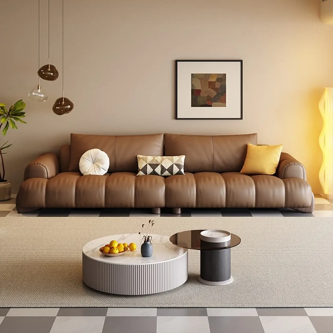 主图-01 Globe Furnishings - Italian Cream Style Straight Piano Key Sofa