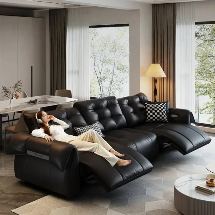 Italian Swan Zero Wall Electric Function Leather Sofa