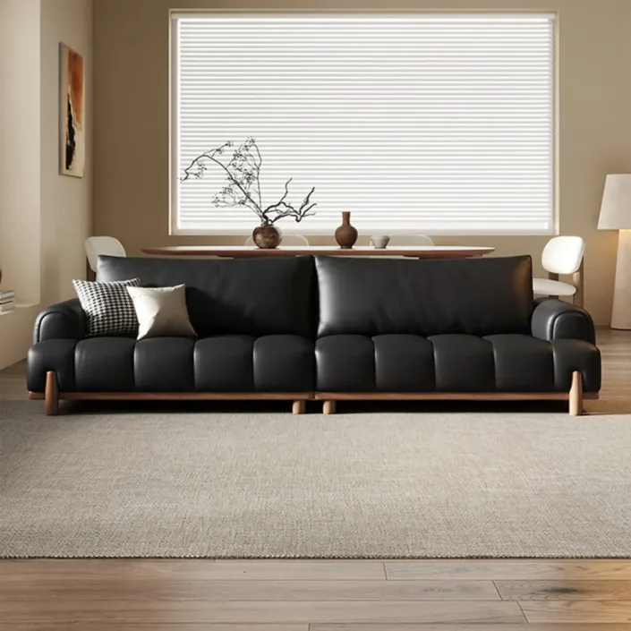 Globe Furnishings - Black genuine leather cloud-shaped sofa Globe Furnishings - Black genuine leather cloud-shaped sofa
