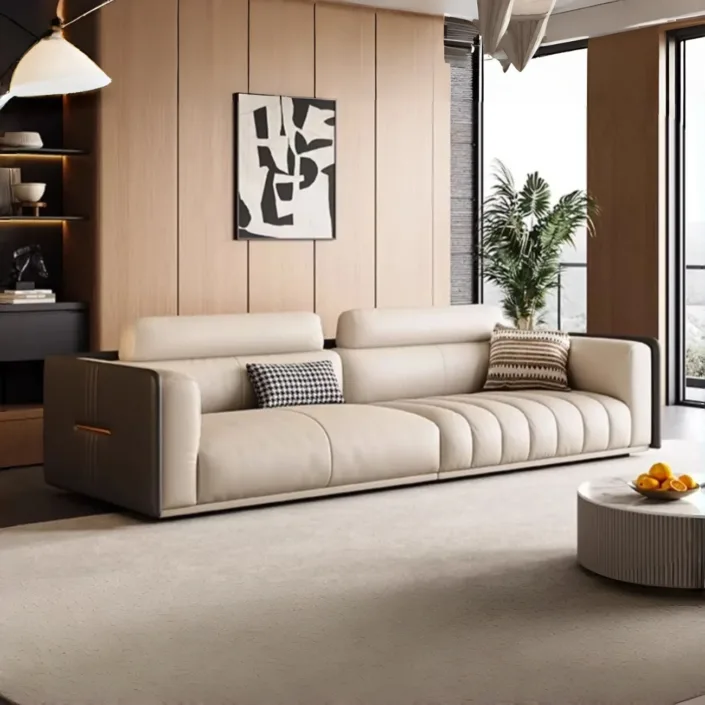 Globe Furnishings - Piano key head layer cowhide leather sofa Globe Furnishings - Piano key head layer cowhide leather sofa