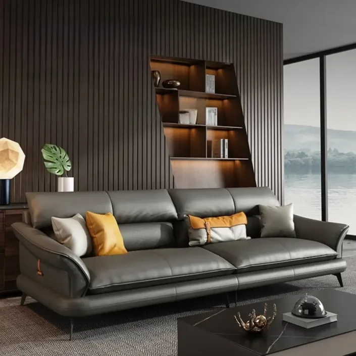 Italian-inspired modern luxury leather sofa
