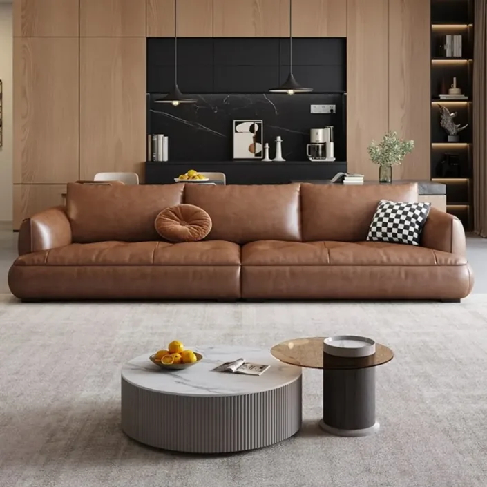 Italian Creative Shaped Leather Chaise Lounge Sofa