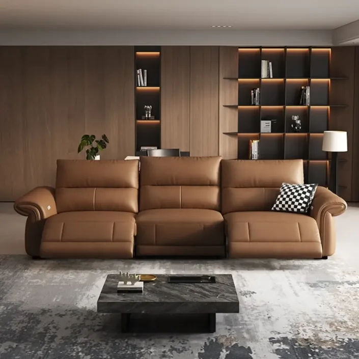 Globe Furnishings - Multifunctional Top-Grain Cowhide Electric Sofa Globe Furnishings - Multifunctional Top-Grain Cowhide Electric Sofa