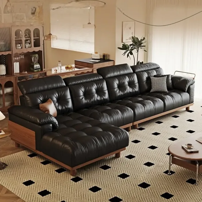 Medieval-inspired vintage leather sofa