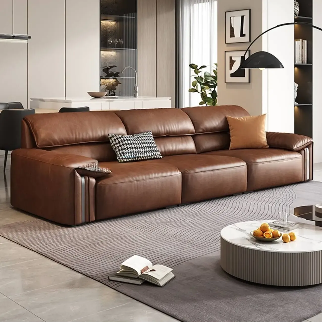 主图-01 Globe Furnishings - Vintage Waxed Leather Top-Grain Sofa
