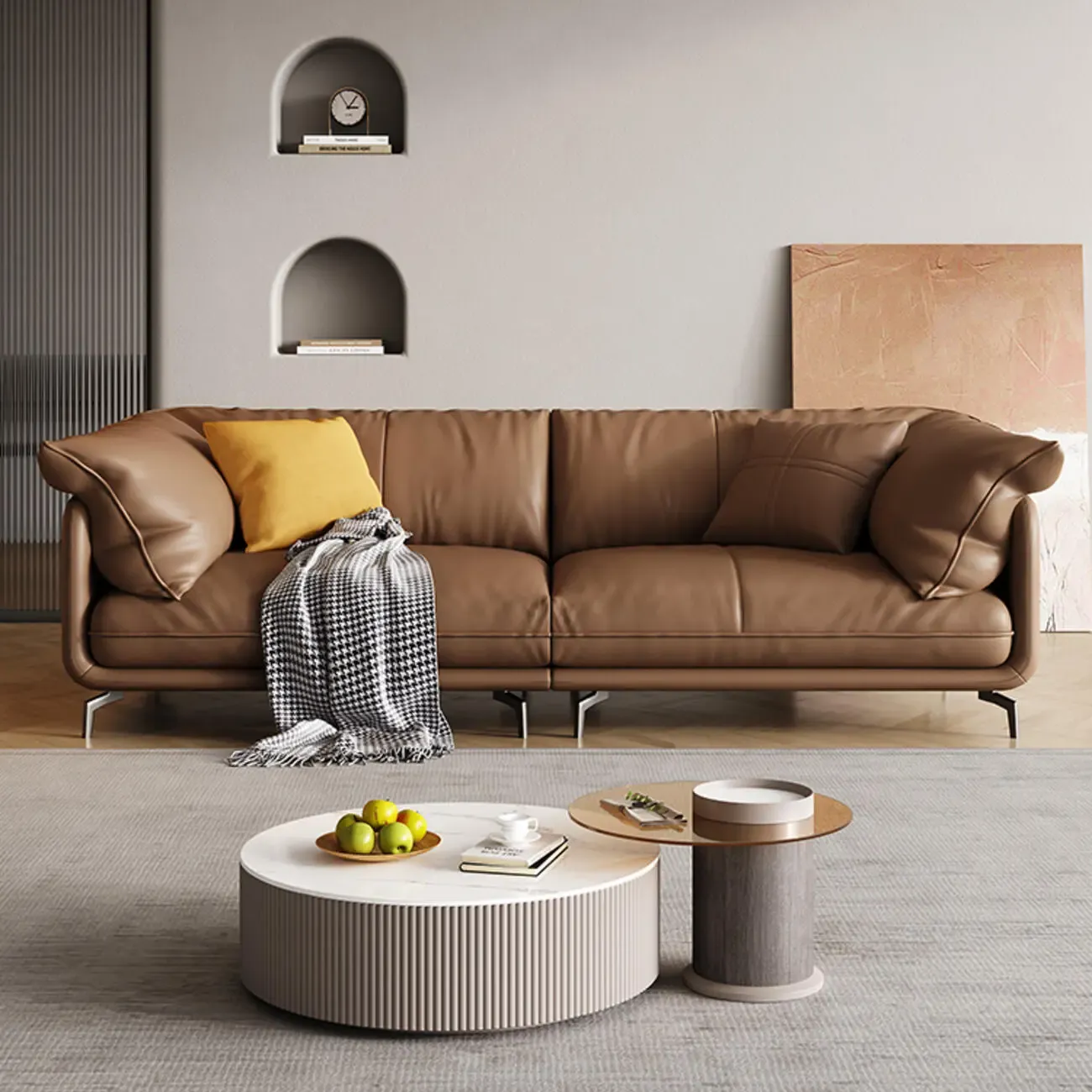主图-01 Globe Furnishings - Italian Luxury Scandinavian Leather Sofa