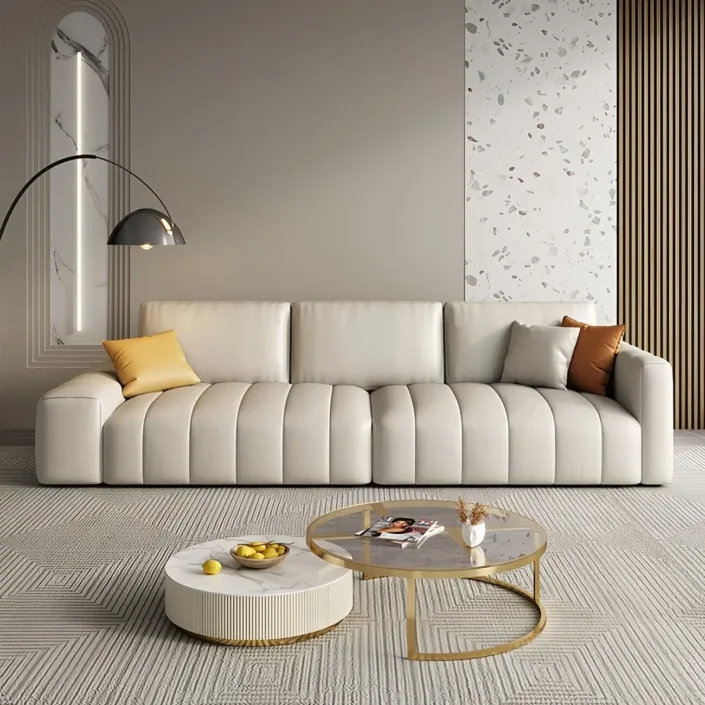 Light luxury piano key leather sofa