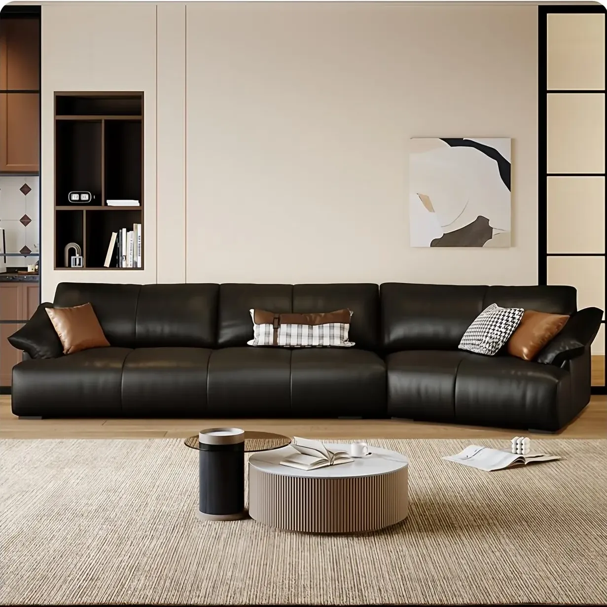 主图-01 Globe Furnishings - Italian-style luxury curved leather sofa