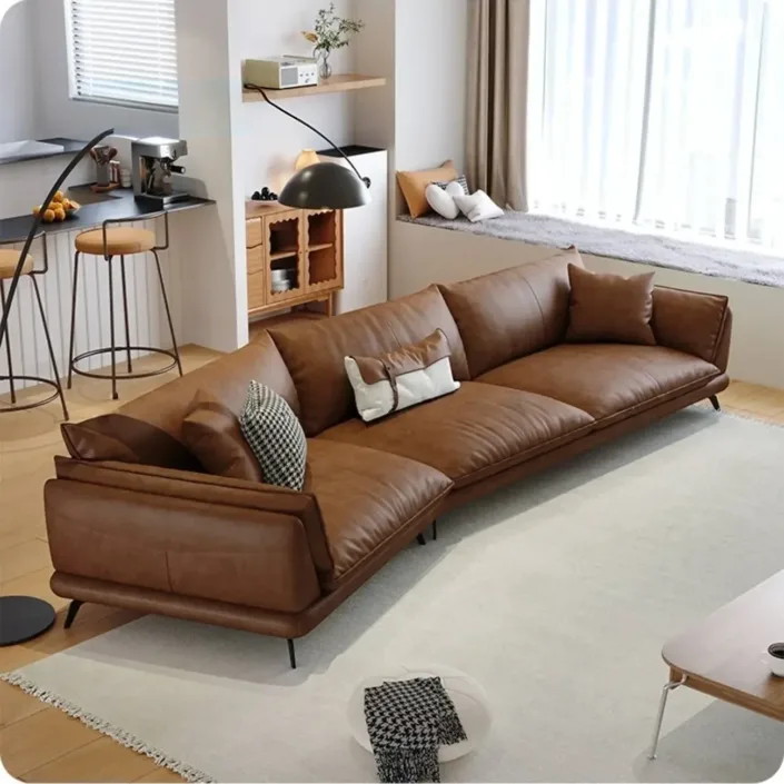 Italian Napa Full-Grain Waxed Leather Sofa