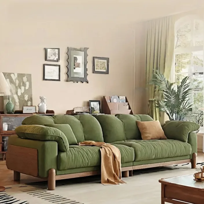 Straight-Line Small Space Solid Wood Cloud Sofa