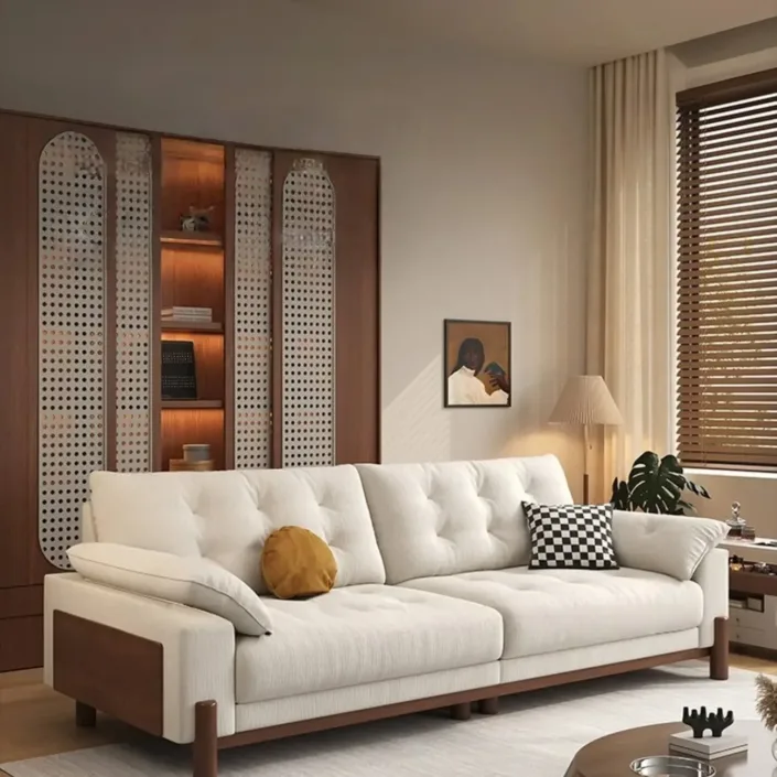 Globe Furnishings - Removable-Cover Solid Wood Cloud-Style Upholstered fabric Sofa