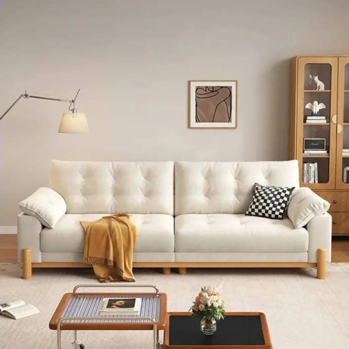 Nordic-Style Solid Wood Frame with Removable Fabric Cushions