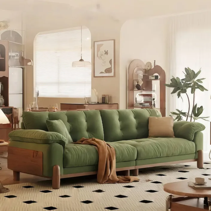 Nordic Cloud Solid Wood Upholstered Sofa