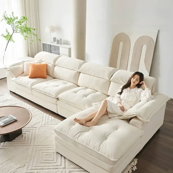 Minimalist Cat-Resistant Fabric Chaise Sofa